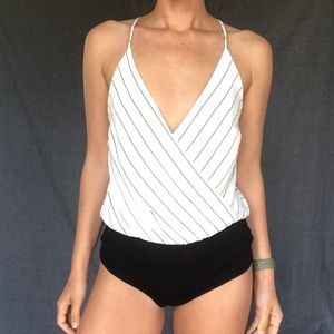 Pinstriped body suit